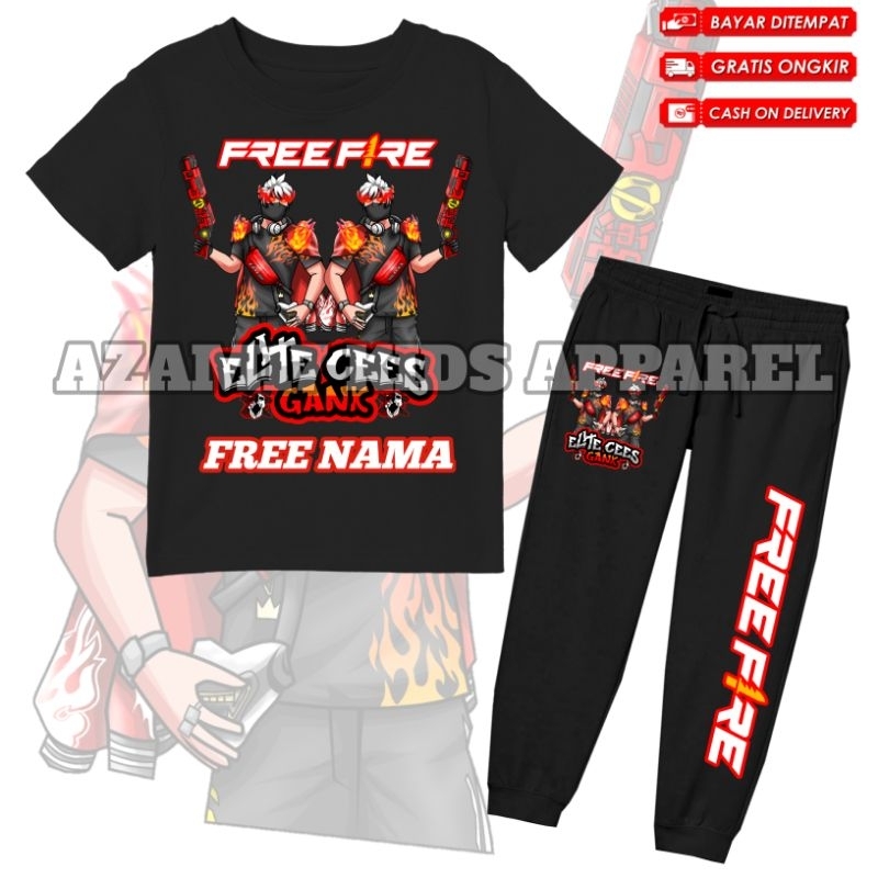 SETELAN ANAK KAOS CELANA JOGGER ANAK FF KARAKTER FF FREE FIRE VERSI SG OPM FREE NAMA / STELAN ANAK K