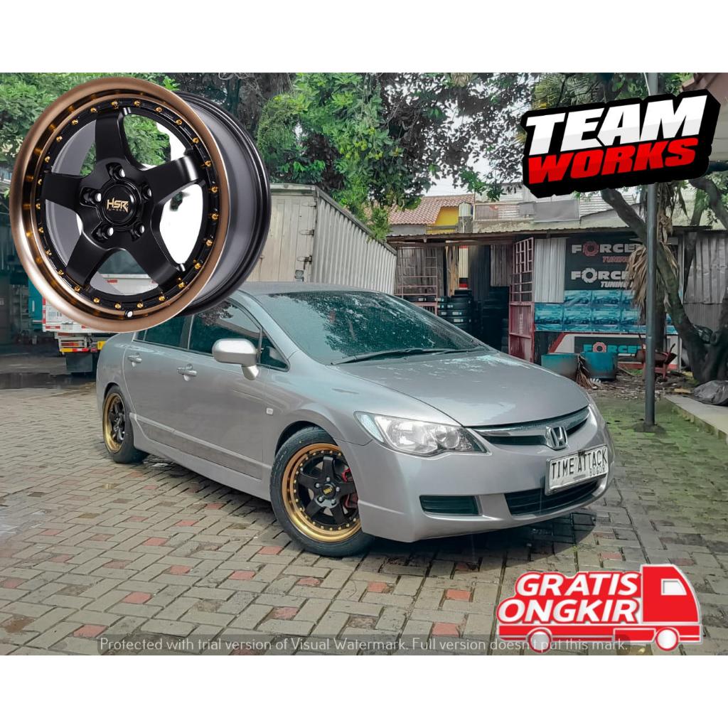 VELG RACING MOBIL CIVIC FD LIVINA XOVER XPANDER RING 16 HSR BOB BLACK BRONZE PCD 5X114,3 VELAK R16