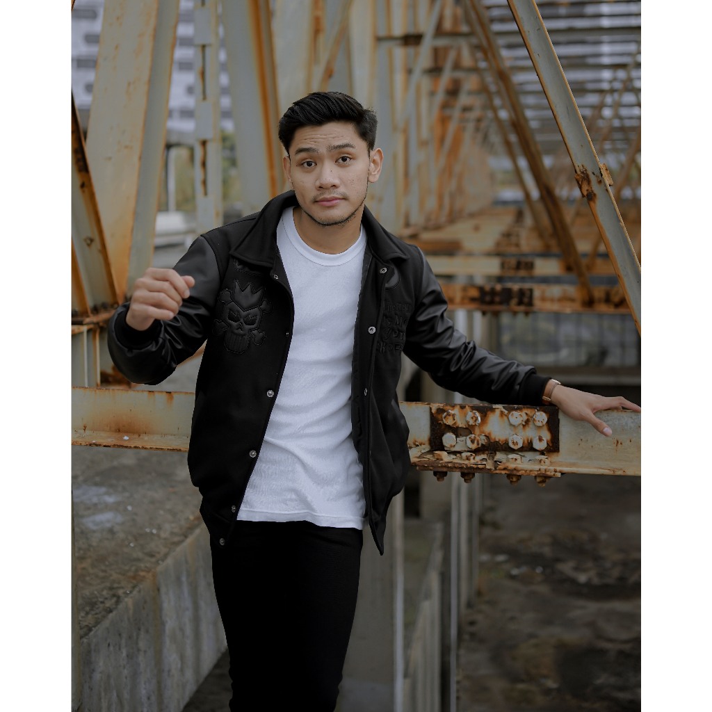 JAKET VARSITY PRIA/JAKET VARSITY FULL BLACK/JAKET BASEBALL FULL BORDIR