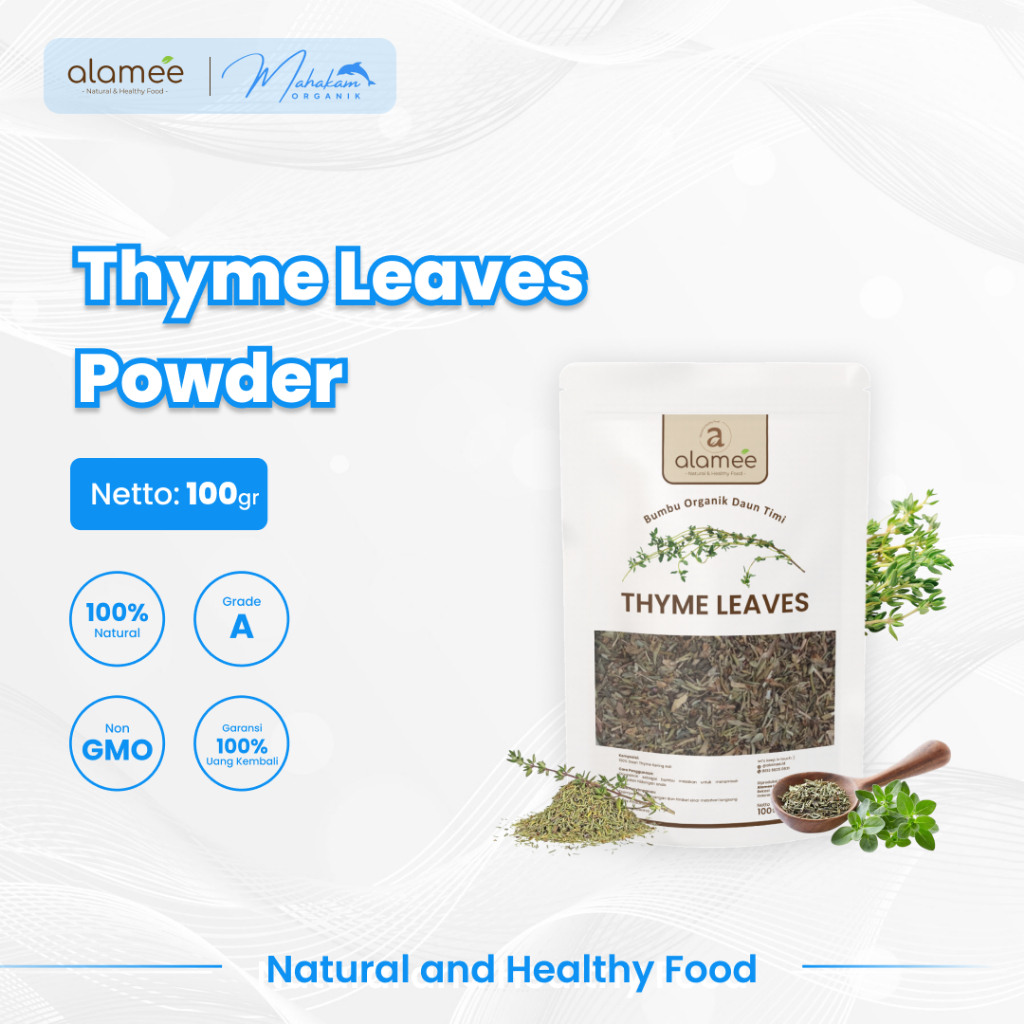 

ALAMEE Thyme Kering Organik Daun Timi Bumbu Dapur Garnish Dried Leaves Masak Seasoning 100 Gram