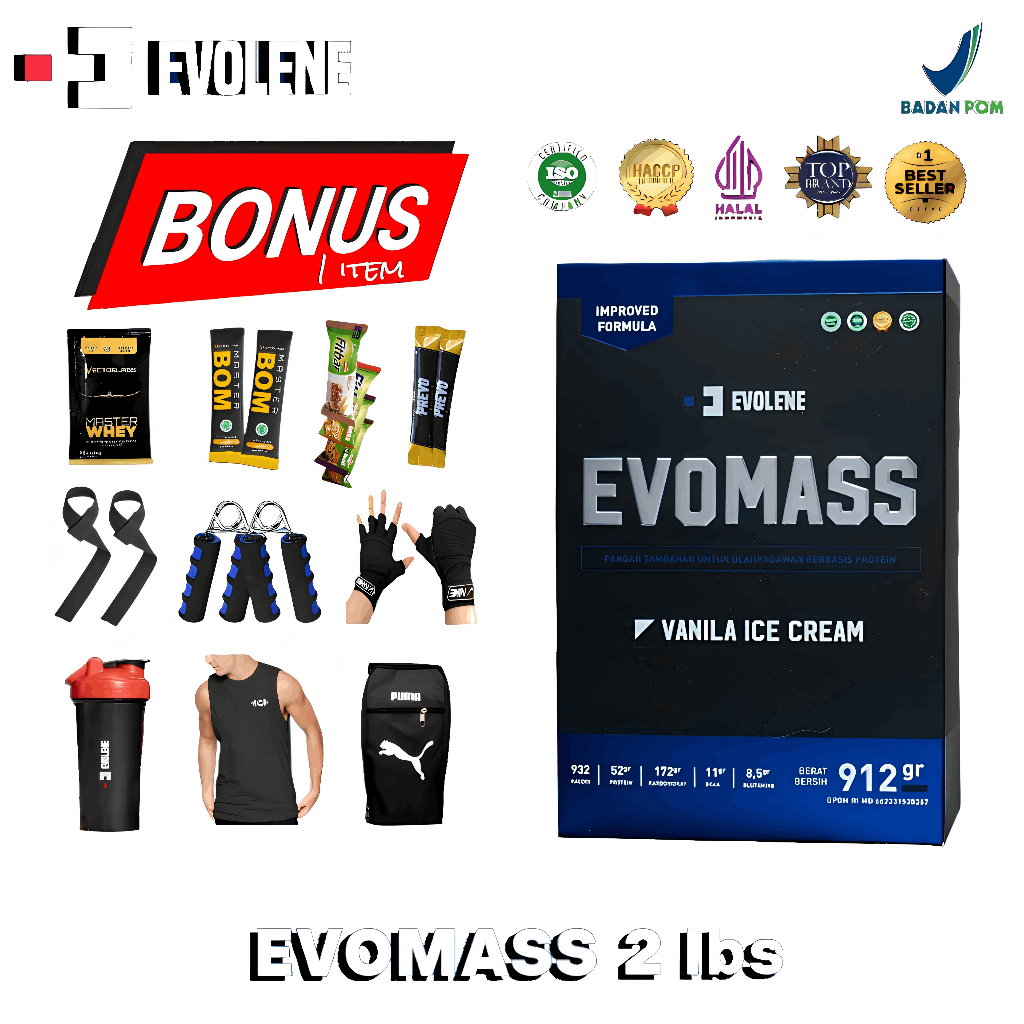 Evolene Evomass 2 lbs 900gram Susu Penambah Berat Badan