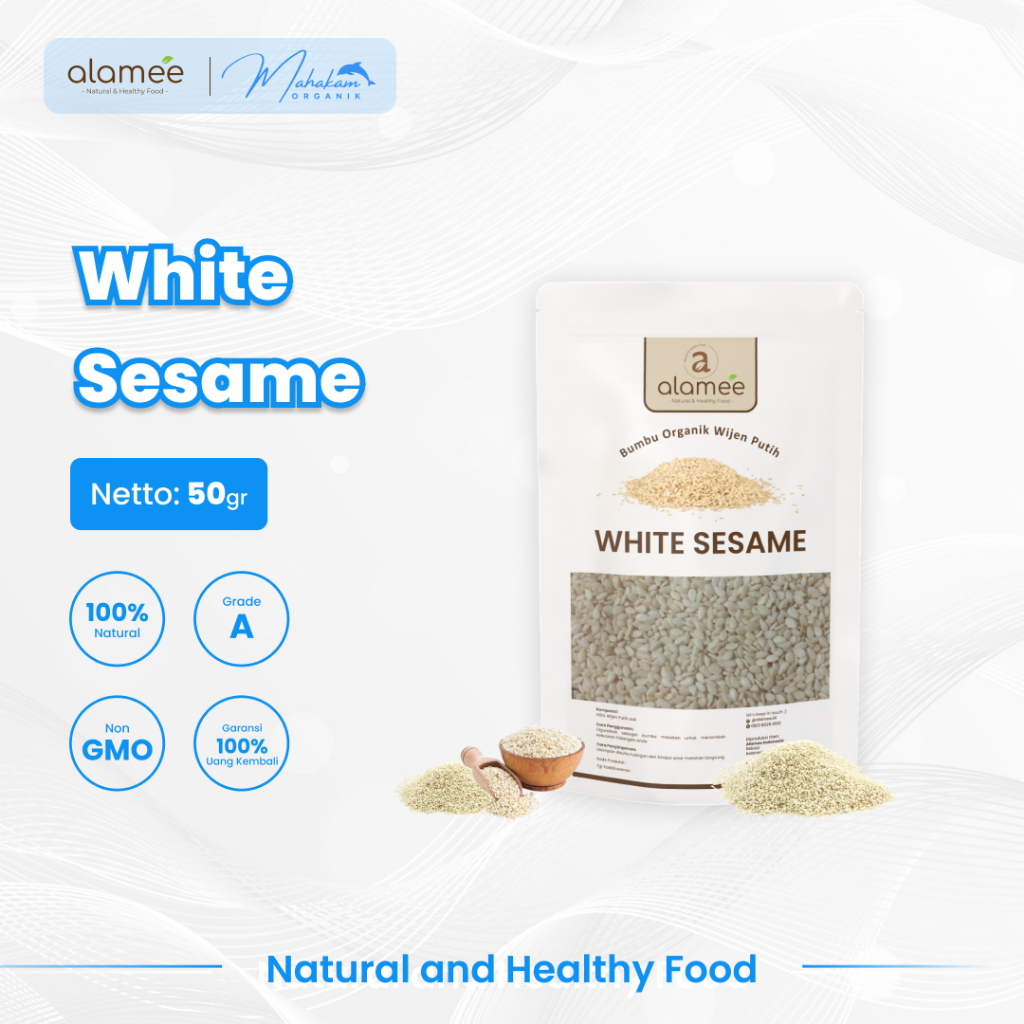 

ALAMEE Wijen Putih Sangrai White Sesame Seed Bumbu Dapur Organik Masak Seasoning 50 Gram