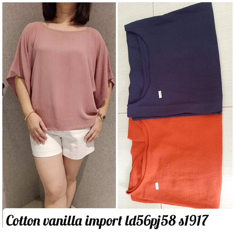 GB Blouse Atasan Jumbo Wanita Cotton Katun Vanilla Import