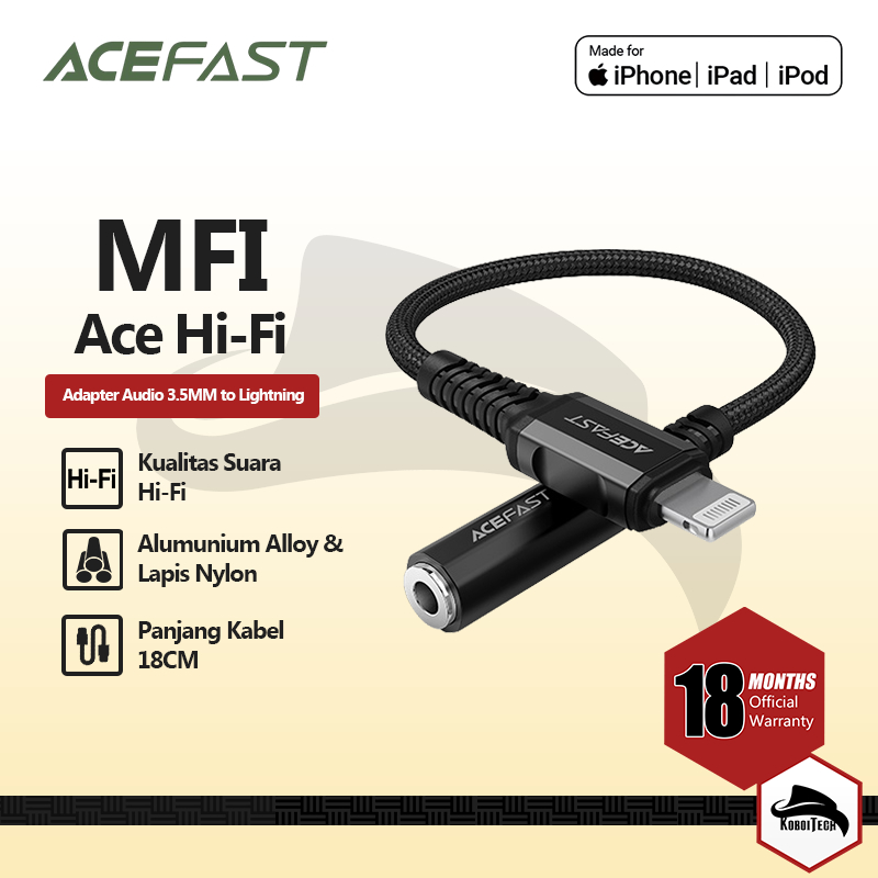KOBOITECH - ACEFAST C1-05 Lightning Audio Adapter Connector MFi Earphone Headphone Mic Iphone