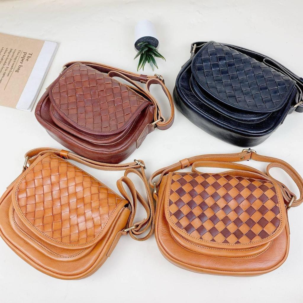 LINEAR LEATHER - Tas Kulit Anyam Wanita - Cassandra Sling Bag