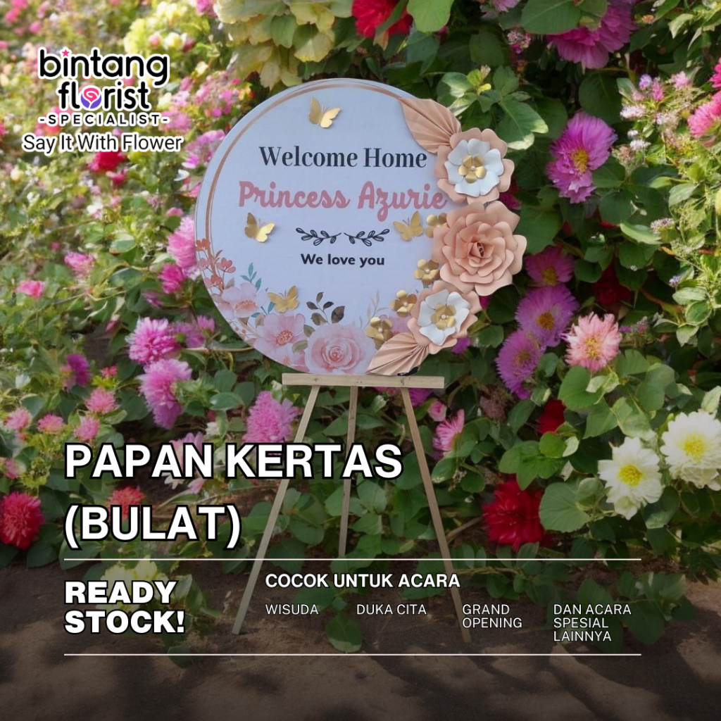 Karangan Bunga Papan Kertas Bulat 80cm Diameter Malang Cocok Untuk Segala Acara Ulang Tahun Pernikah