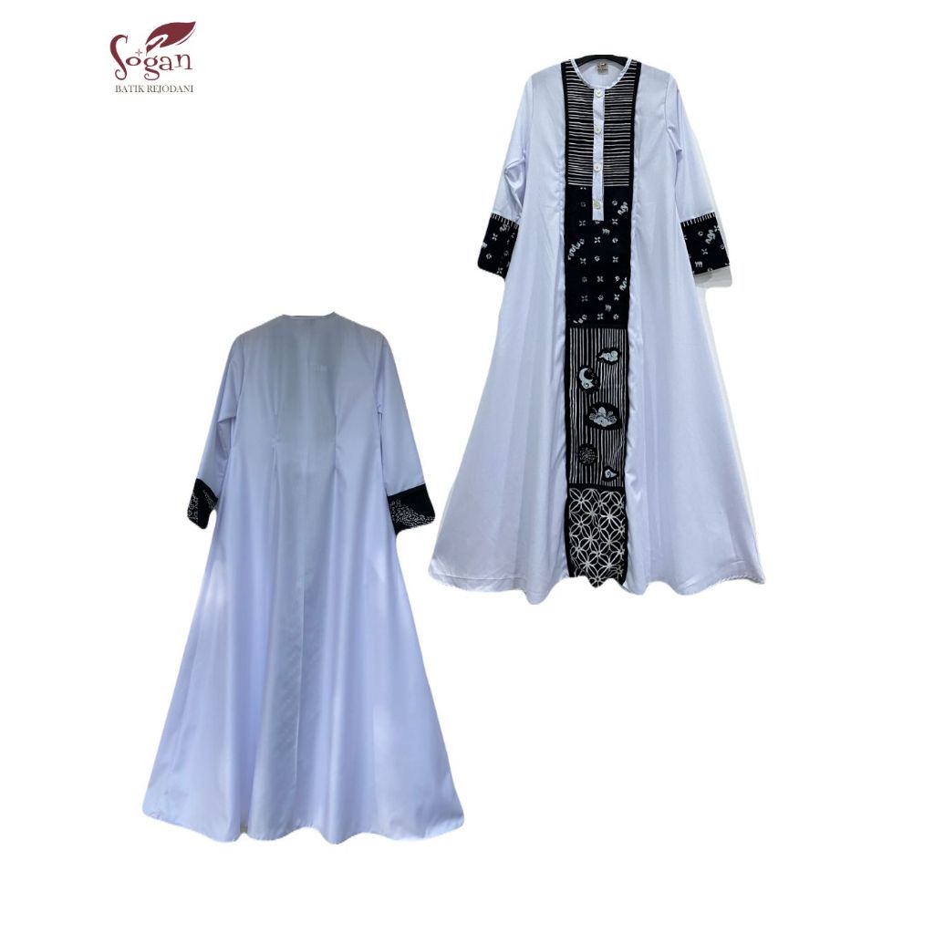 Miraj Dress Gamis Batik Asli Eksklusif Putih Untuk Wanita - Baju Lebaran Idul Fitri 2025 Couple Kelu