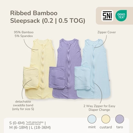 Giggles - Ribbed Bamboo Sleepsack 0.2 TOG and 0.5 TOG | Petit Beary | swaddle selimut bedong - sleep
