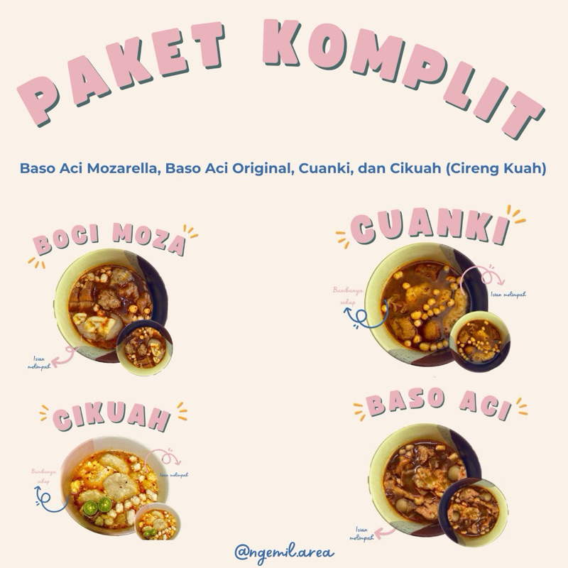 

[NGEMIL AREA] PAKET KOMPLIT BOCI MOZARELLA, CUANKI, CIRENG KUAH, BASO ACI ORIGINAL | BOCI