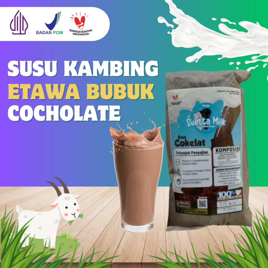 

500gr Susu Kambing Etawa Bubuk Rasa Coklat Rendah Gula