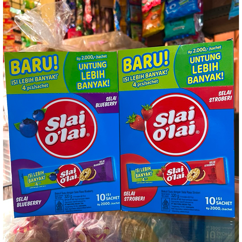 

Roma Biskuit Slai Olai Strawberry / Blueberry 1 Box isi 10 Pcs
