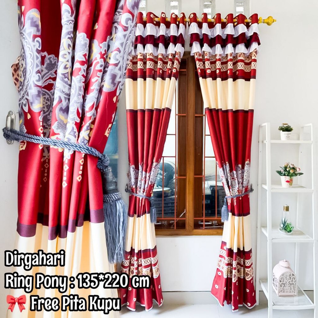Gorden Rumbai Pony Ring 12 Pintu Dan Jendela Motif Batik Sultan Dirgahari Free Tali Pita Kupu