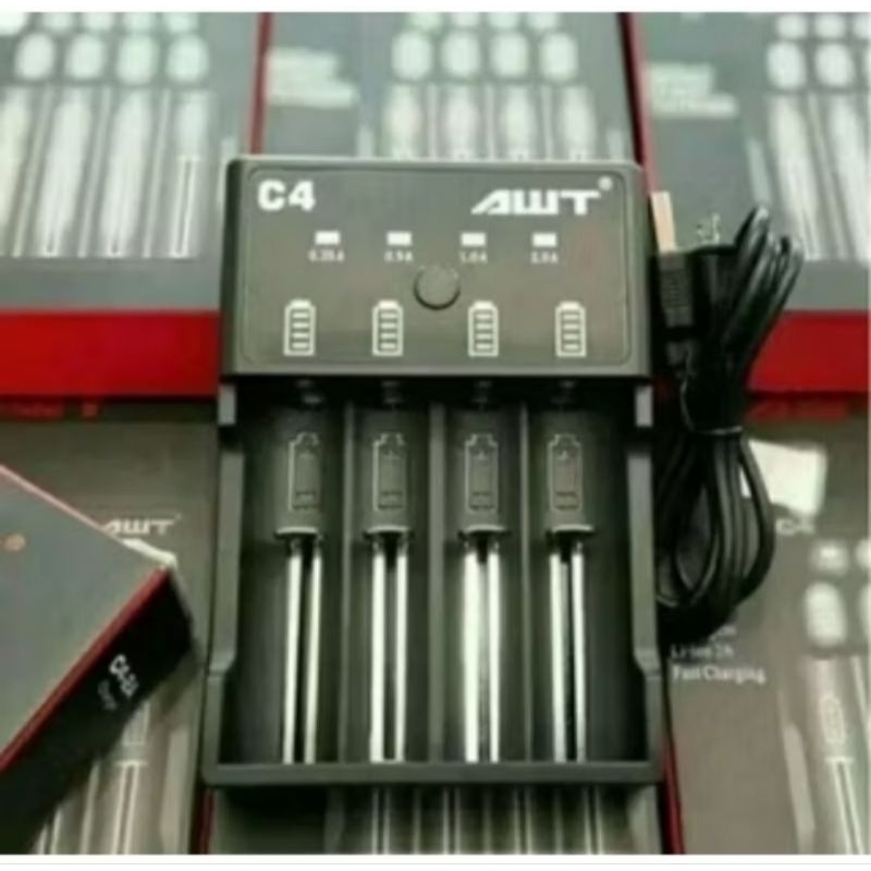 Charger Batre 18650 Awt Charger 4 Slot C4 Awt