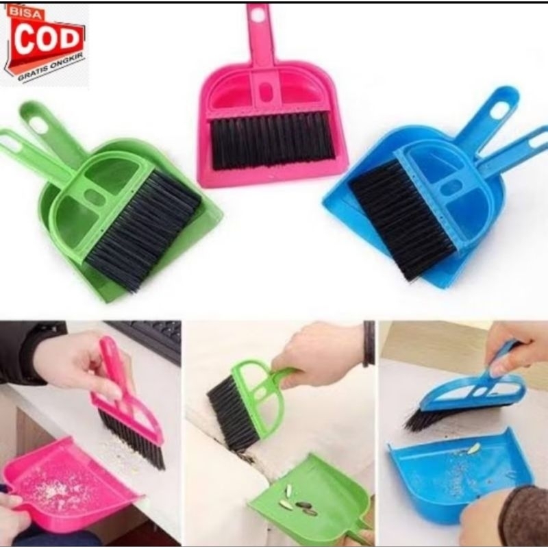 Sapu Set Mini / Serok Cikrak Kecil Plastik 12cm x 19cm