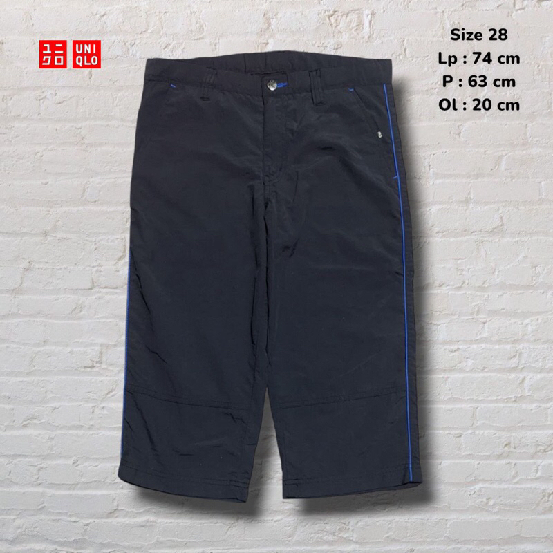 Celana Pendek Shortpants Uniqlo Kids Black Stripe Blue Original Second Preloved #CC110