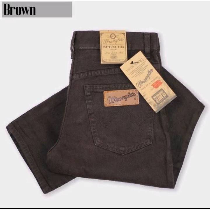 celana jeans pria panjang choklat/brown celana jeans wrangler  pria basic original jumbo ukuran 28 s