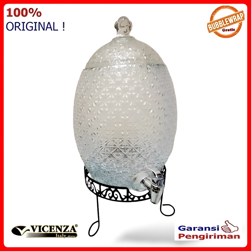 Dispenser Nanas Water Jug Kaca Dispenser Kaca Juice Dispenser Vicenza Hyegenis Mewah 10 Ltr