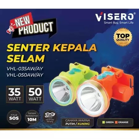 COD~Visero Senter Kepala Selam VHL-035WAT / Senter KEpala Diving Visero Murah