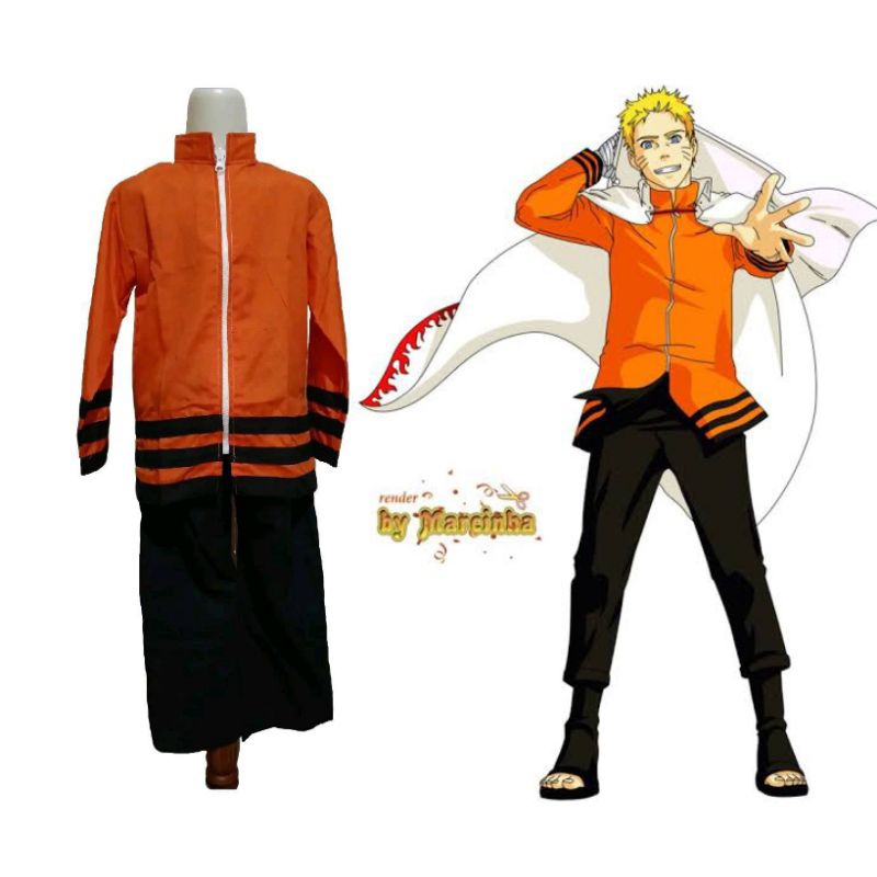 Kostum Cosplay Naruto Hokage Anak Laki Laki Baju dan Celana
