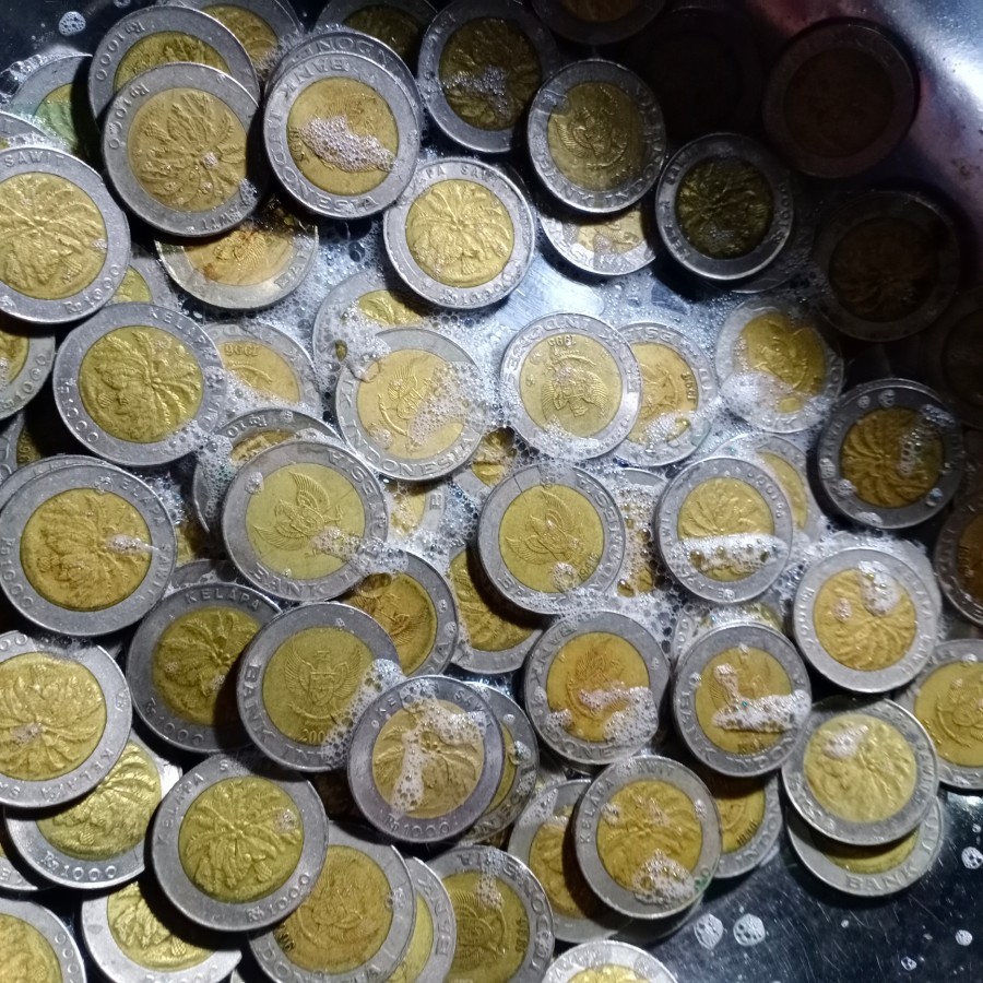 KOIN NUMISMATIK ASLI BIMETAL SERIBU KOLEKSI LANGKA KOIN KUNO SAWIT ANTIK KOLEKTOR INDONESIA TAHUN 19