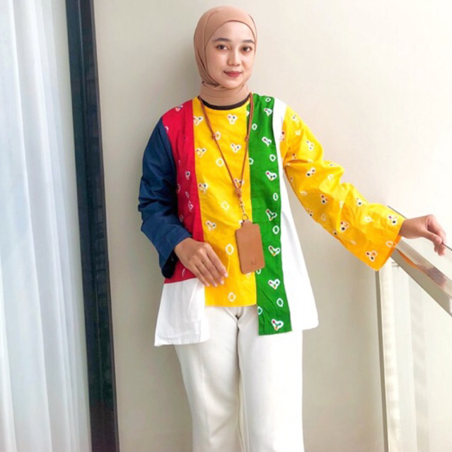 Masayu Batik - Blouse Batik Wanita Atasan Jumputan Rainbow Series