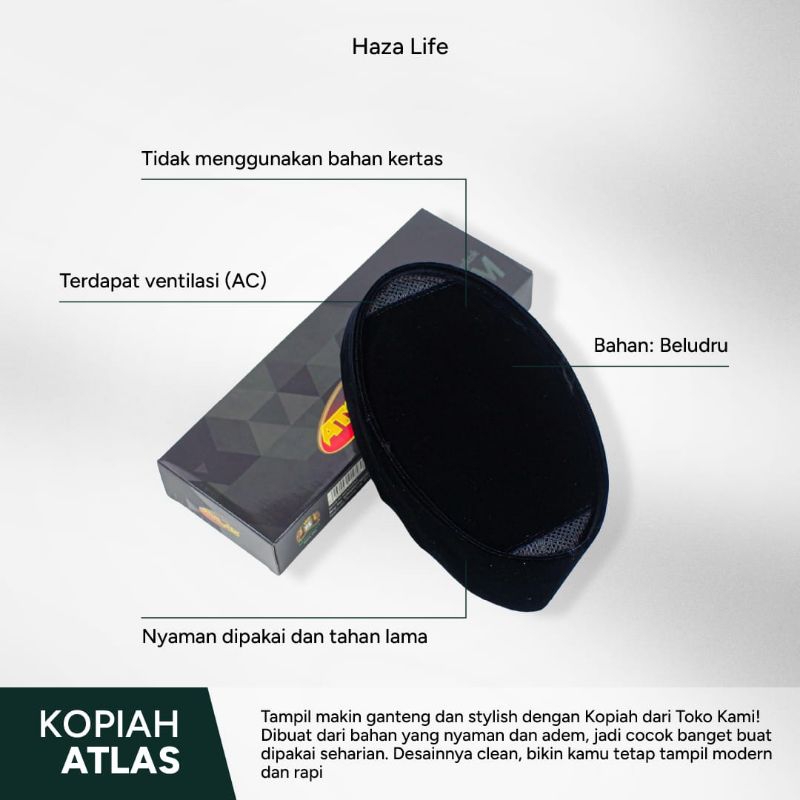 Peci Songkok Hitam - Peci Hitam - Peci Atlas Premium Original - Songkok Atlas Premium - Peci Hitam P