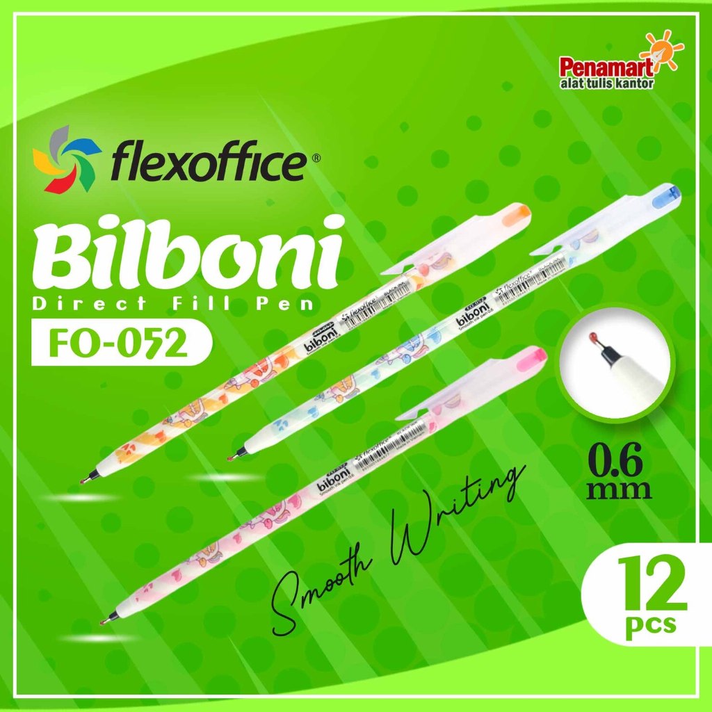 

Flexoffice Bolpen/Pen/Pena/Pulpen FlexOffice Bilboni Gel Pen 0.6mm 1 Lusin FO-052 (FO-027)