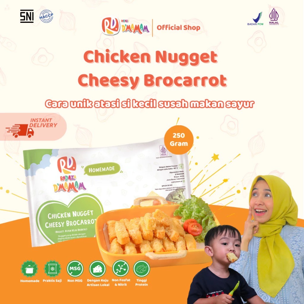 

D'MAMAM Chicken Nugget Cheesy Brocarrot 250g Nugget Ayam MPASI Homemade HACCP BPOM HALAL / Finger Food