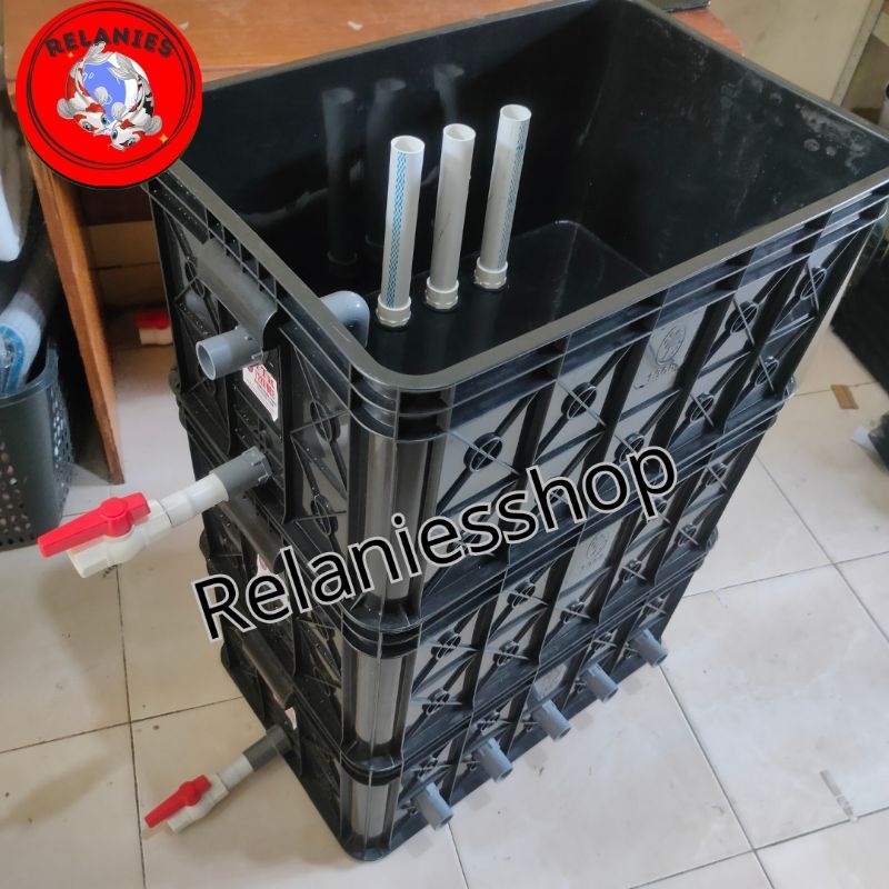 TRICKLE FILTER BOX JUMBO FILTER KOLAM IKAN KOI TANPA MEDIA (HITAM)