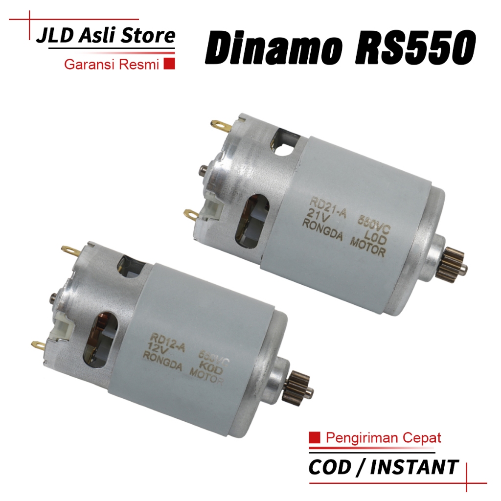 JLD RS550 Motor Dinamo Bor Cordless 12V/21V 12 Teeth (Φ8.8MM) Dinamo Pengganti Bor Baterai Motor DC 