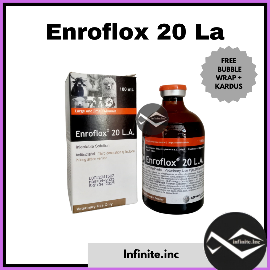 ENROFLOX LA 100ml AGROVET - Obat Pernafasan Hewan Antibiotik Spektrum Luas