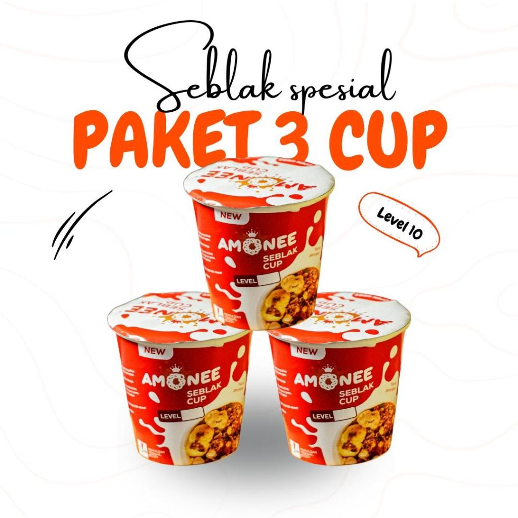 

PAKET 3 CUP Seblak Cup Instan Level 10 komplit dengan bumbu dan sambel chili oil seblak instant pedas level