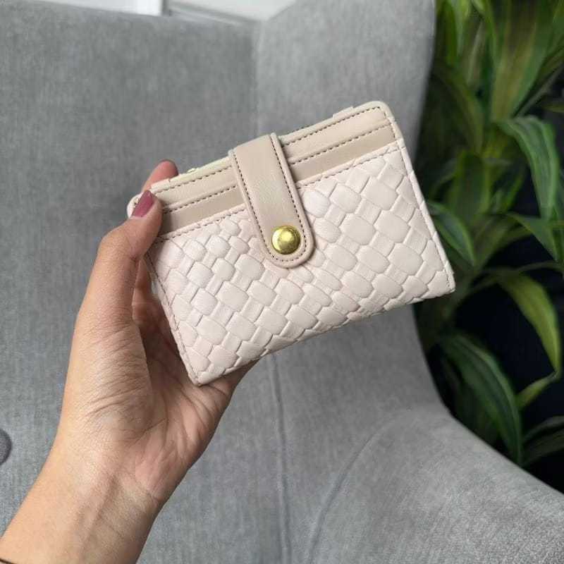 FELIAN Dompet Kartu wanita motif anyam Dompet Lipat Wanita Dompet lipat wanita mini