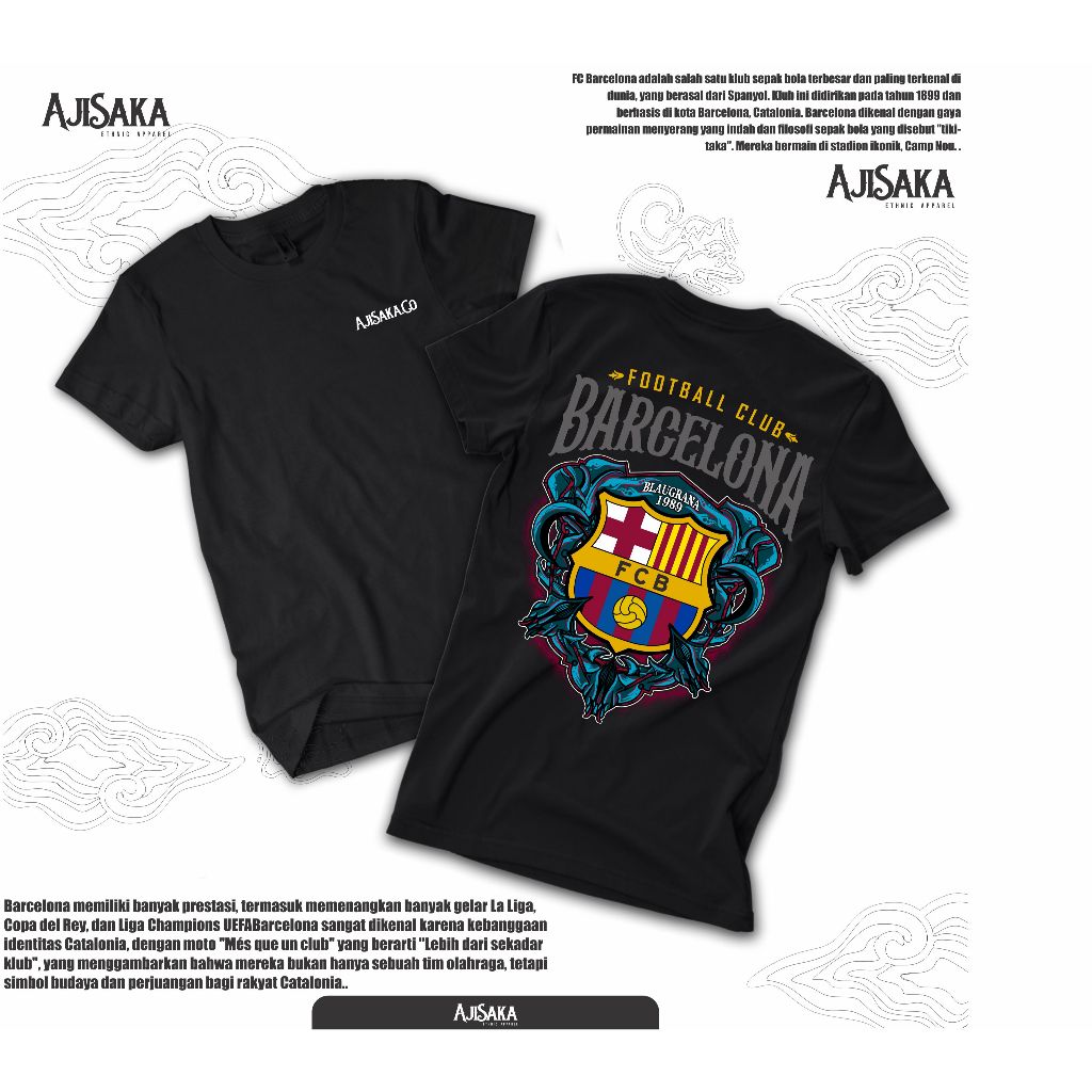 Barcelona Kaos Ethnic Motif Batik Reflective Premium Ajisaka