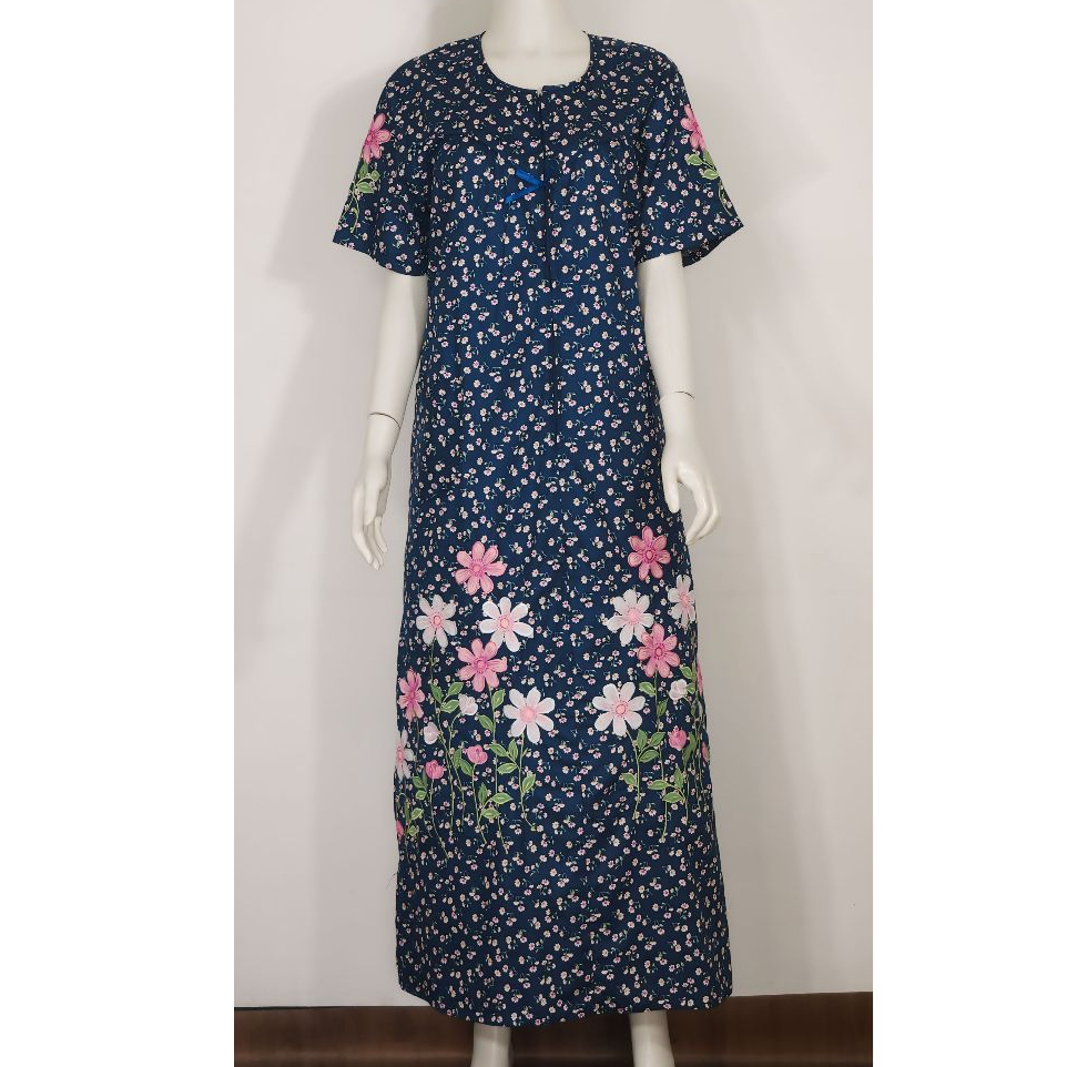 Daster Longdress Bordir Lengan Panjang Katun Jepang Khas Malang [Gamis Wanita Premium] [Baju Busui]