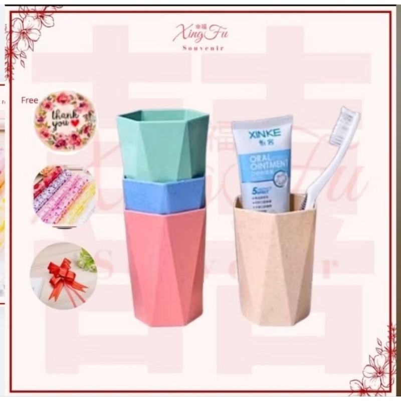 SOUVENIR GELAS AESTHETIC PLASTIK+PITA+THANKYOU / Souvenir Estetik / Wedding Souvenir Pernikahan Souv