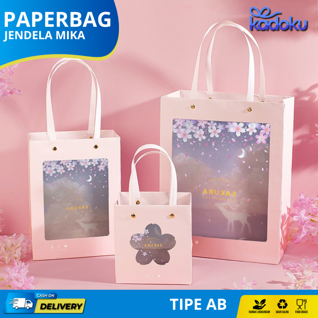 

Paperbag motif sakura / Goodiebag sakura / Paperbag pink sakura/ Paperbag Motif Hewan Keropi