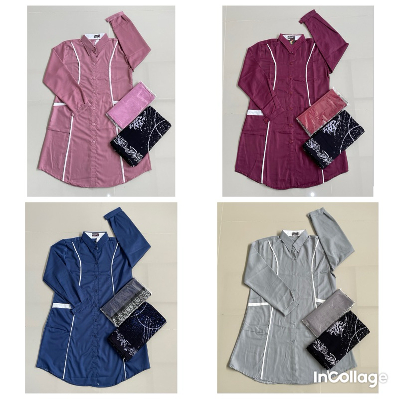 Stelan Tunik Asri Toyobo + Sarung Aqil + Hijab saudia