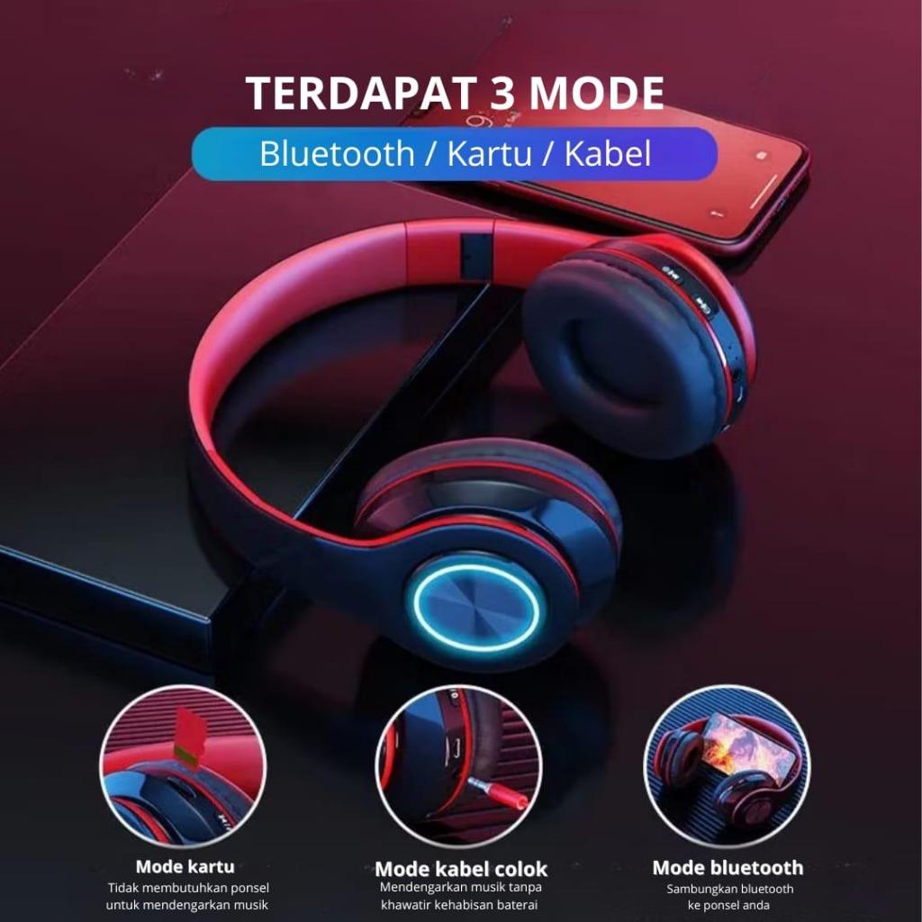 big promo b39 wireless headset bando led bluetooth headphone hifi bass music