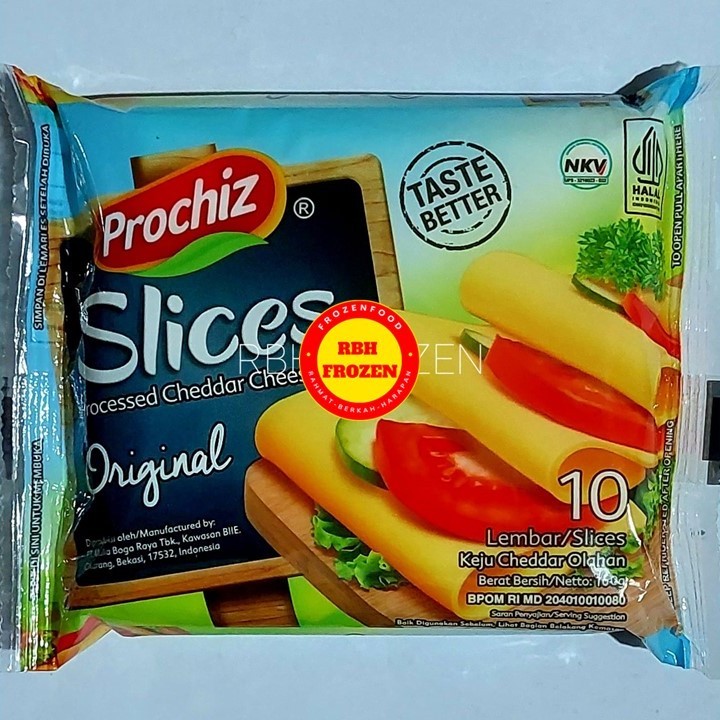 

Prochiz Keju Slice Original / Processed Cheddar Cheese / Keju Cheddar Olahan Isi 10 Lembar 160 Gr