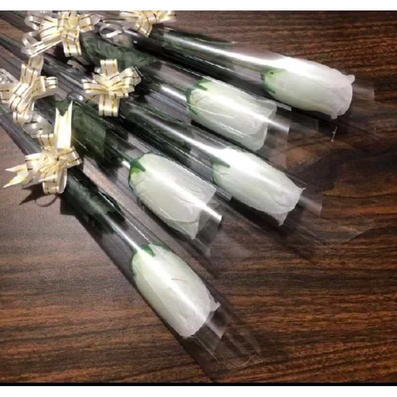 Florina Fashion - Bunga Mawar 5 Tangkai Plastik | Bunga Valentine | Bunga Mawar Putih