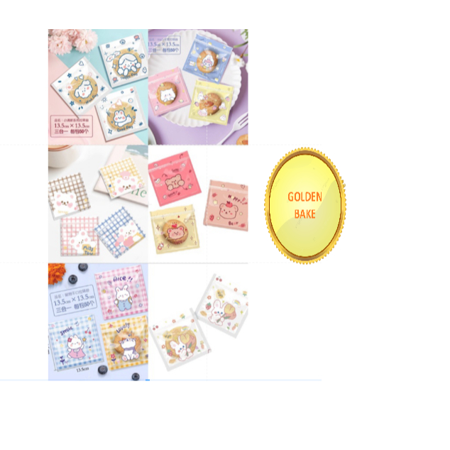 

GBake 50pcs plastik cookies ziplock motif kartun lucu 13,5cm x 13,5cm plastik snack aesthetic plastik cookies dengan perekat zip / plasti klip cookies kue