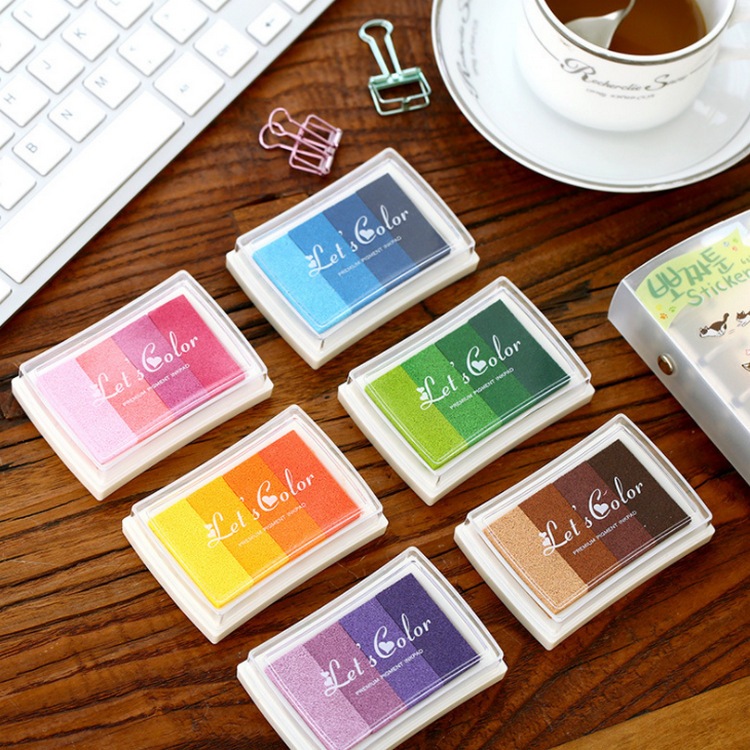 

6PCS/SET DIY 4in1 color Gradation Inkpad Gradasi, Bantalan Stempel Tinta warna warni Gradasi