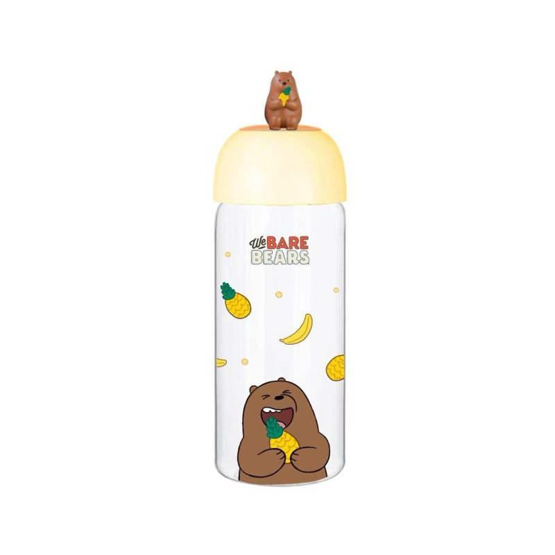 Miniso Grizzly Glass Bottle water 420ml / Botol kaca miniso botol minum