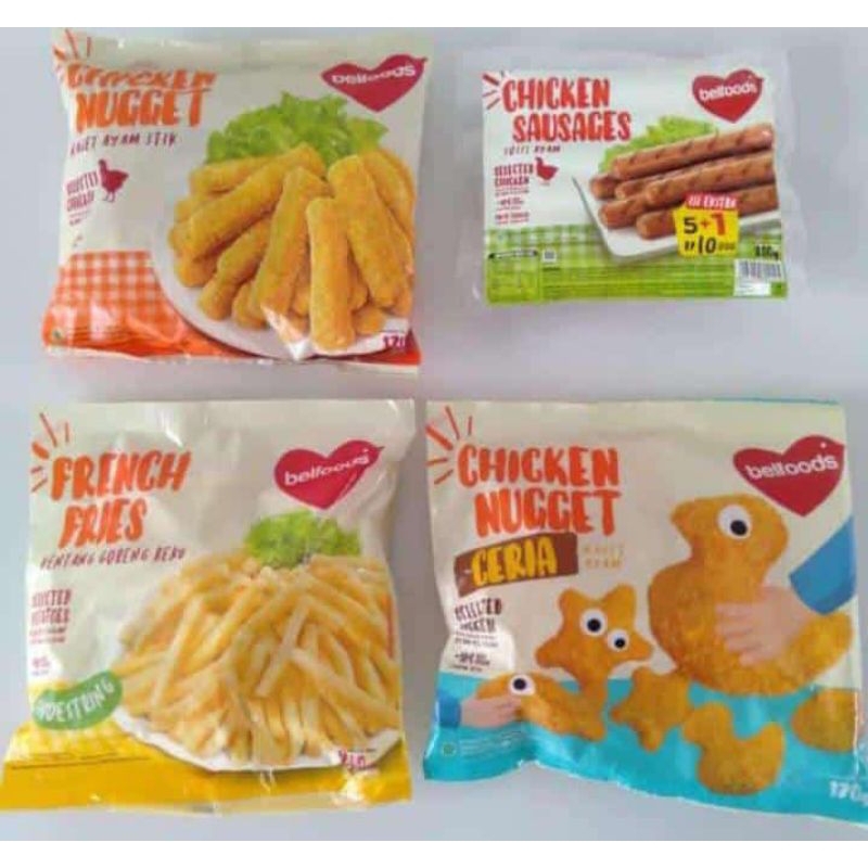 

produk belfoods ( chicket nugget belfoods / french fries belfoods / chicken sausage belfoods)