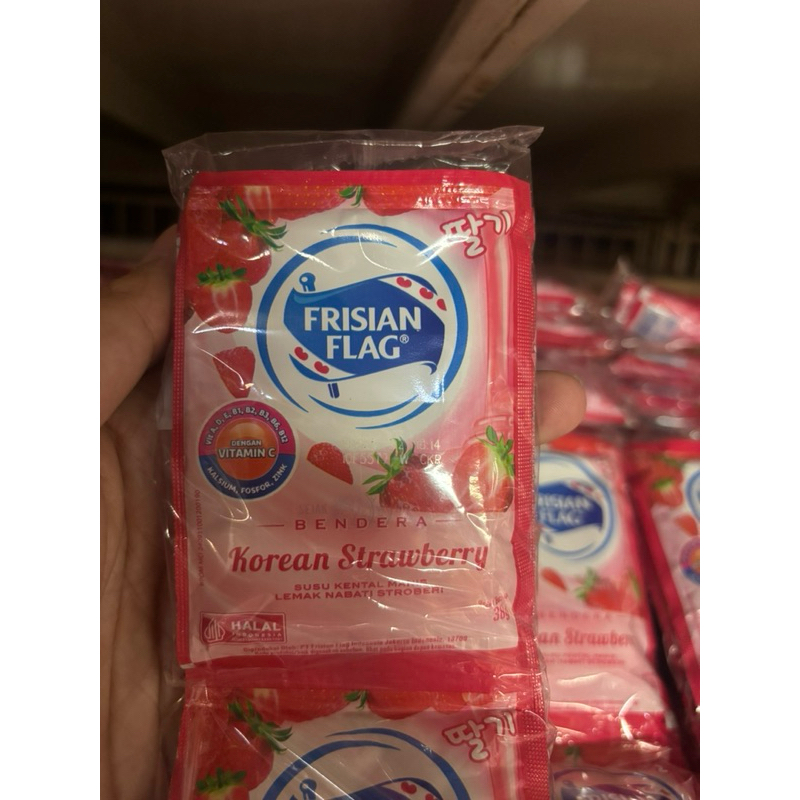 

FRISIAN FLAG Susu Bendera Korean Strawberry Sachet isi 6/renceng