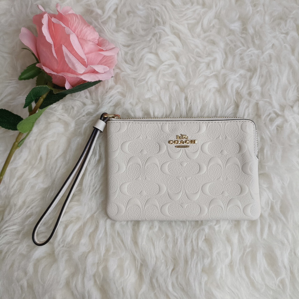Coach Embossed Corner Zip Wristlet
