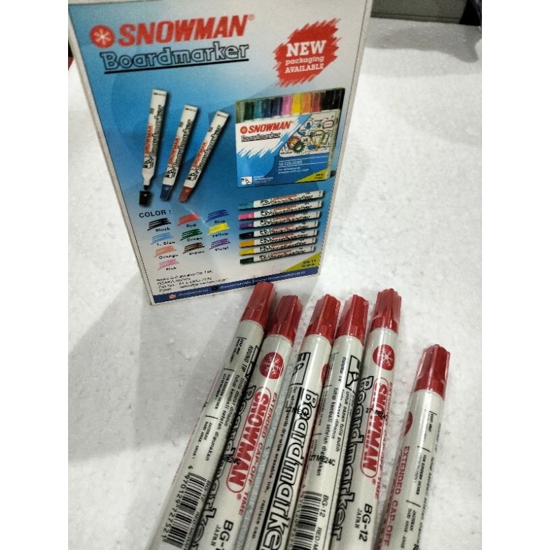 

SPIDOL WHITE BOARD MERAH BG 12 MERK SNOWMAN SPIDOL PAPAN TULIS SPIDOL BISA DIHAPUS