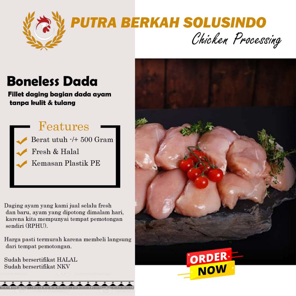 

Fillet dada tanpa kulit BLD (Boneless dada) ayam Murah