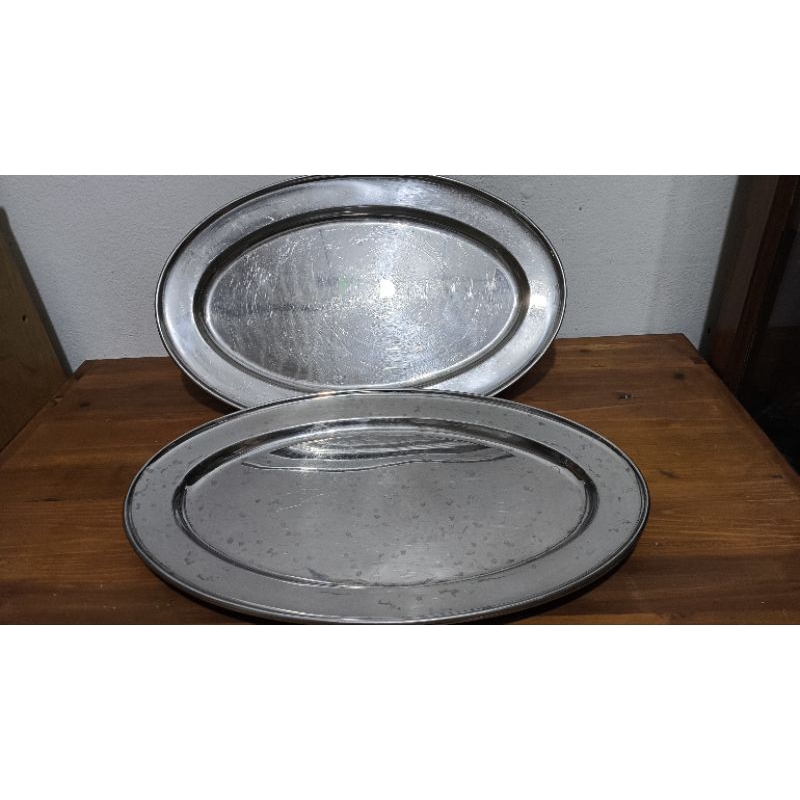 Nampan Hidangan atau Buah Besar merk Bima Stainless Steel Preloved Prasmanan Koleksi Jadul